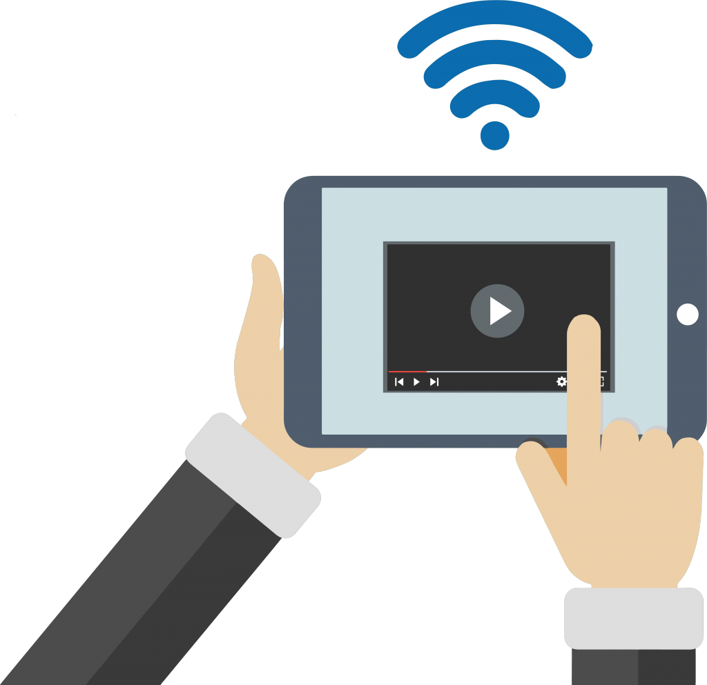 Studio - Motion design : une communication ciblée sous forme de vidéo est diffusée à un homme souhaitant se connecter au réseau Wi-Fi d'un lieu